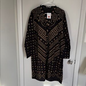 Chic Black and Gold Geometric Long Sleeve kurta top